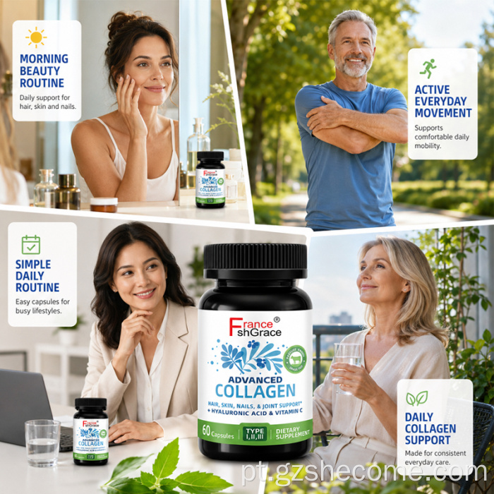 Shecome Advanced Collagen Capsules Suporte para articulações da pele